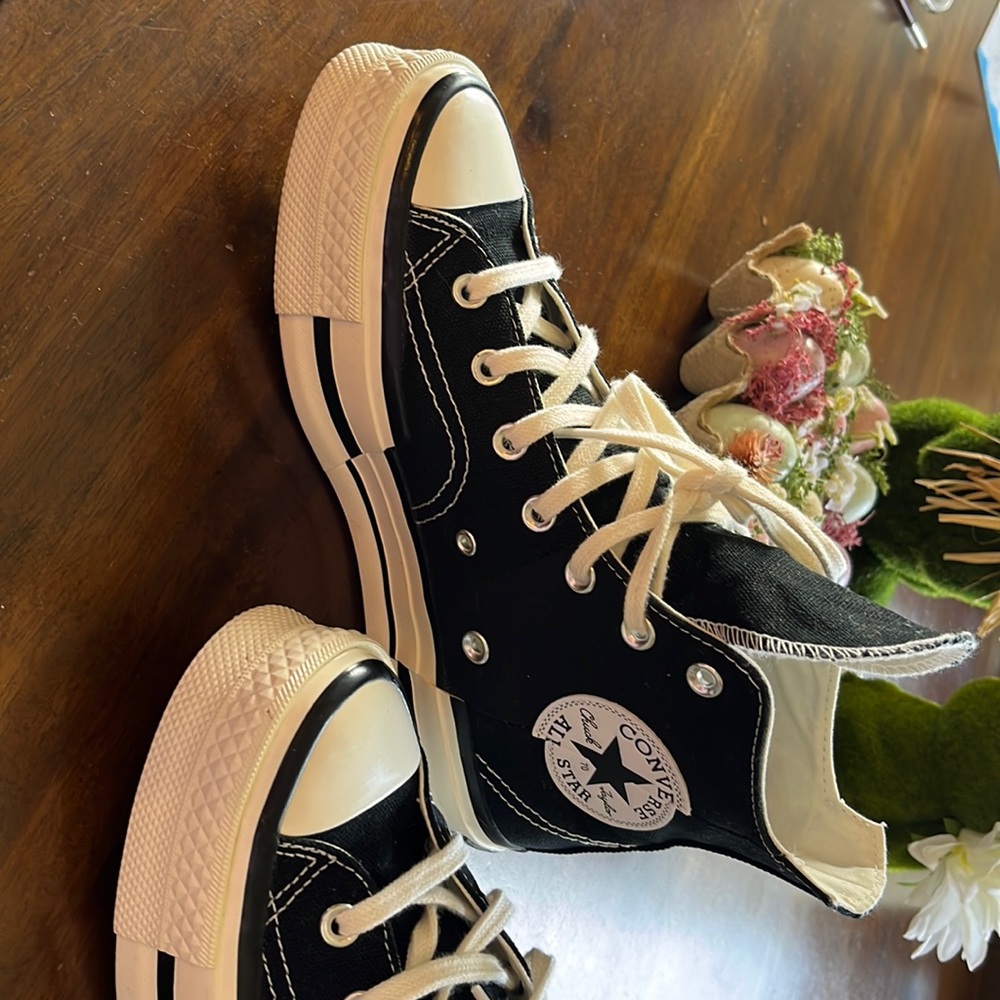 Womens Converse Sneakers - Players name platform heal. literally worn ONE time.